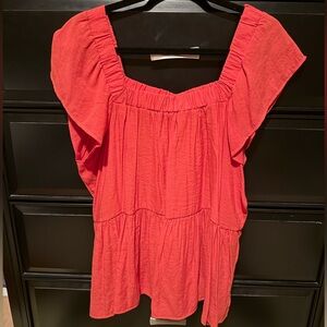 Women's Red Ruffled Top